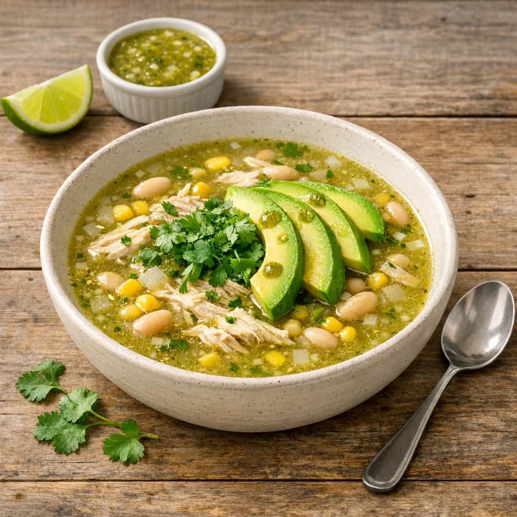 Salsa Verde Chicken Soup - This incredibly flavorful Salsa Verde Chicken Soup is an easy crockpot or Instant Pot recipe that takes just a few minutes of hands-on work. Tender bites of chicken, salsa verde, white beans and corn make this soup both filling and so tasty!